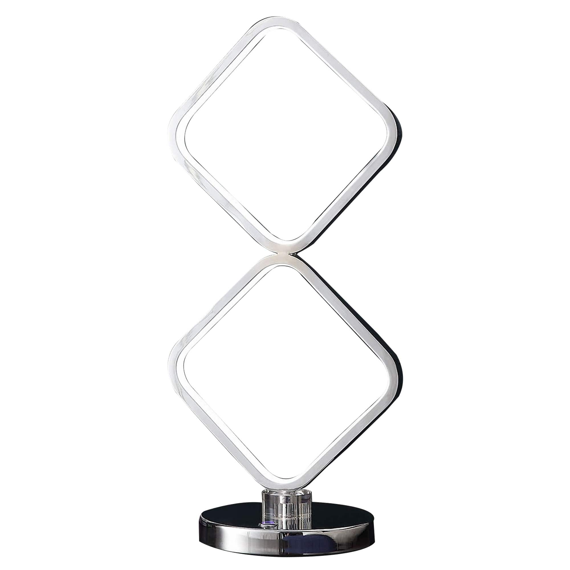 Manhattan Lane - 22 Inch Table Lamp, Square LED Light, Modern Accent Metal Base, Chrome - Chrome, Silver