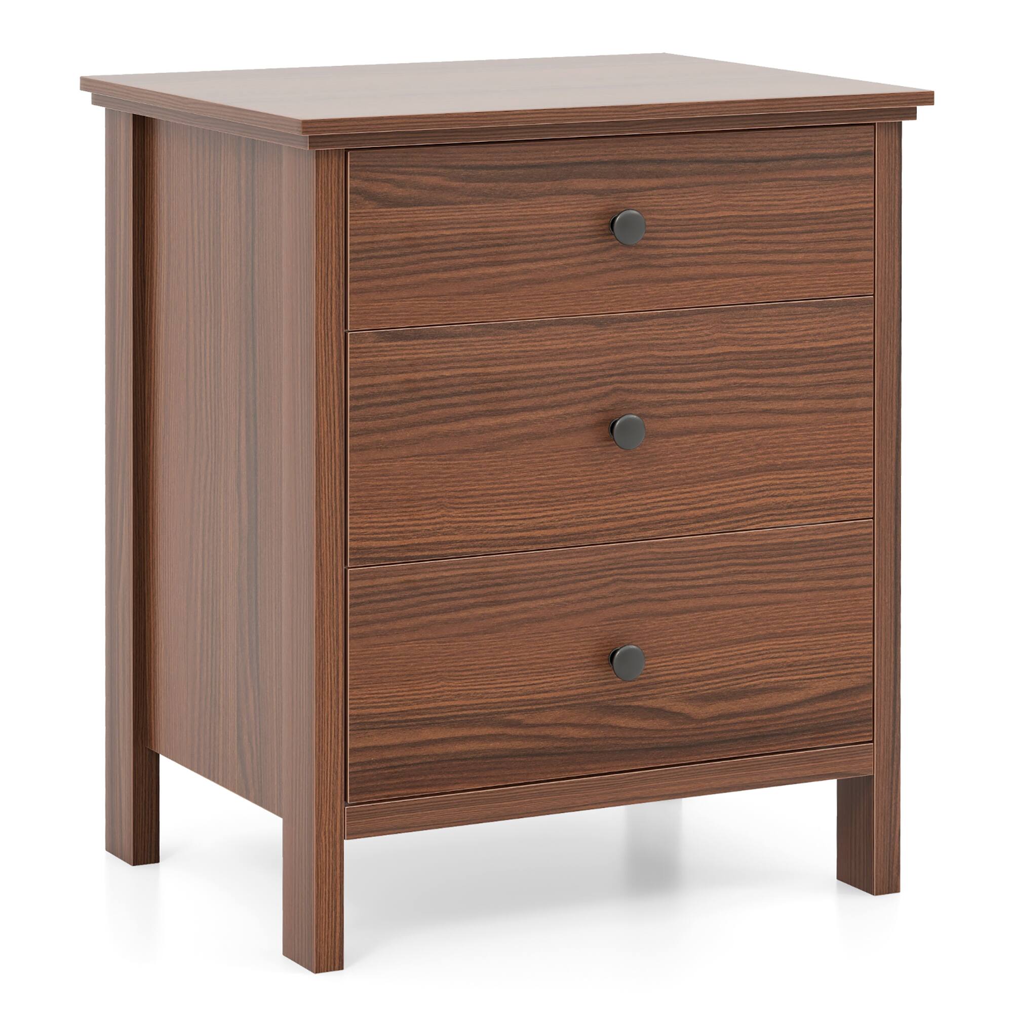 Alt View 9. Gymax - Gymax 3-Drawer End Table Nightstand Beside Accent Table Brown Bedroom - Brown.