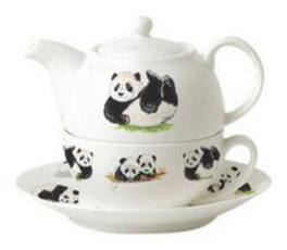 Jiallo - Roy Kirkham Panda Tea for One Cup and Saucer, Bone China Ceramic, Made in England - Mutli color