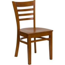 Emma + Oliver - Ladder Back Wooden Restaurant Dining Chair - Cherry Wood Seat/Cherry Wood Frame