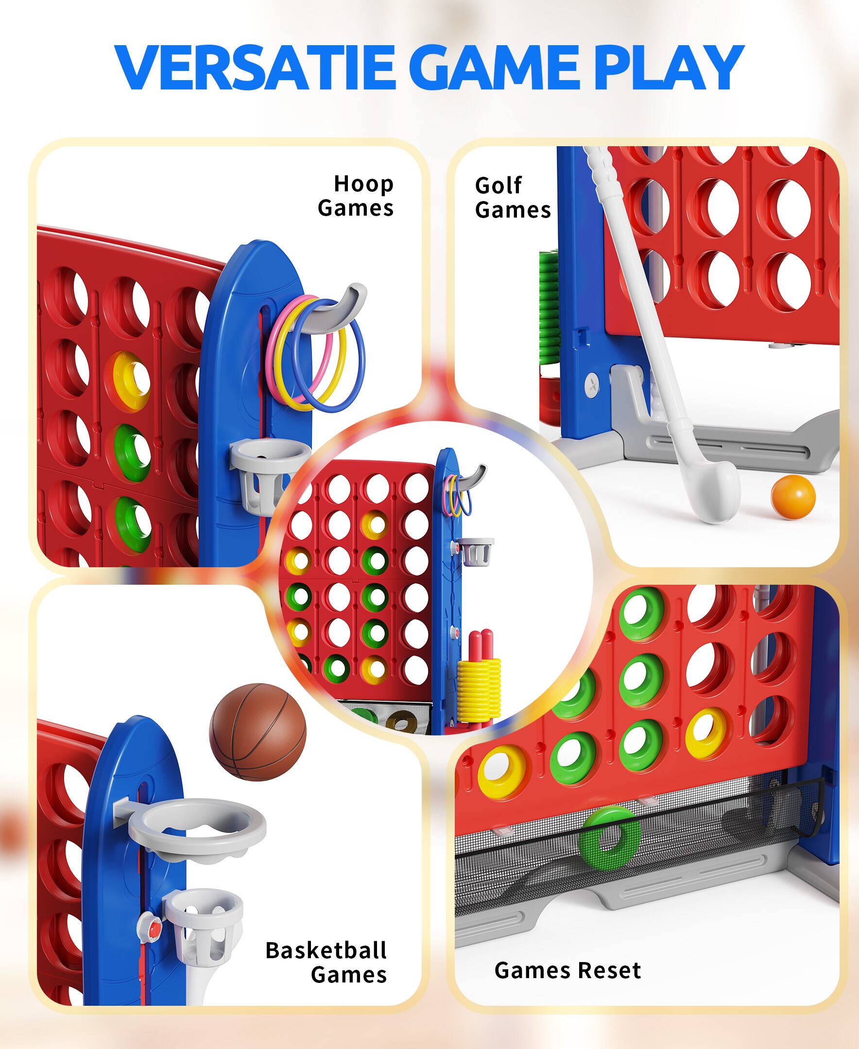 VERSATIE GAME PLAY

- Hoop Games
- Golf Games
- Basketball Games
- Games Reset