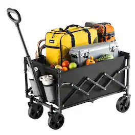 Loheer - Folding Wagon with Wheels, 225 lb Capacity Collapsible Utility Cart for Grocery Shopping, Camping and Garden Use