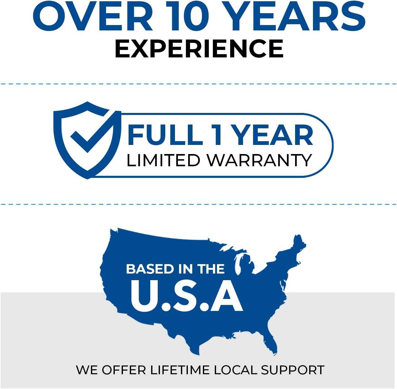 OVER 10 YEARS EXPERIENCE, FULL 1 YEAR LIMITED WARRANTY, BASED IN THE U.S.A, WE OFFER LIFETIME LOCAL SUPPORT