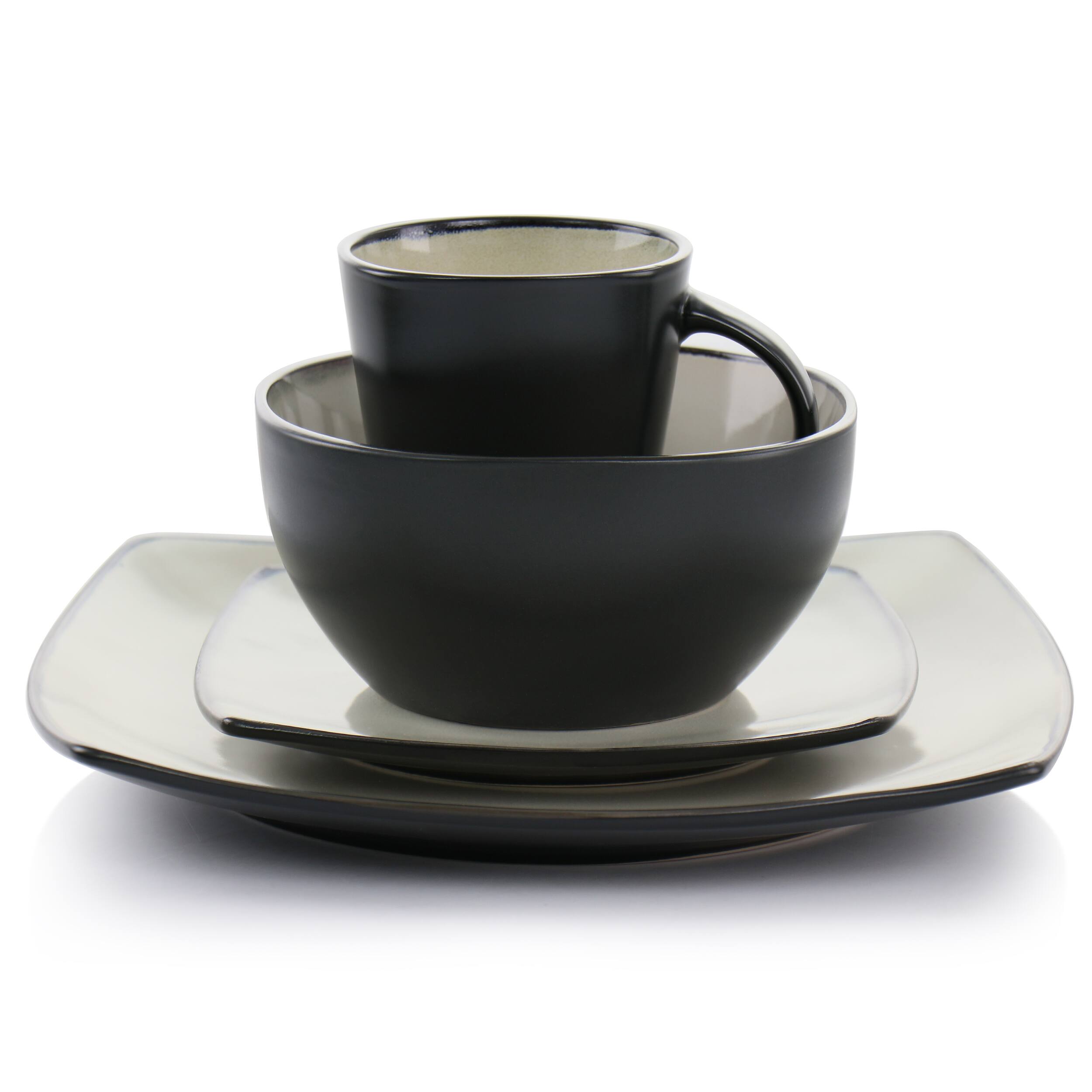 Alt View 1. Gibson - Gibson Elite Soho Lounge 16 Piece Square Stoneware Dinnerware Set in Sand - Sand.