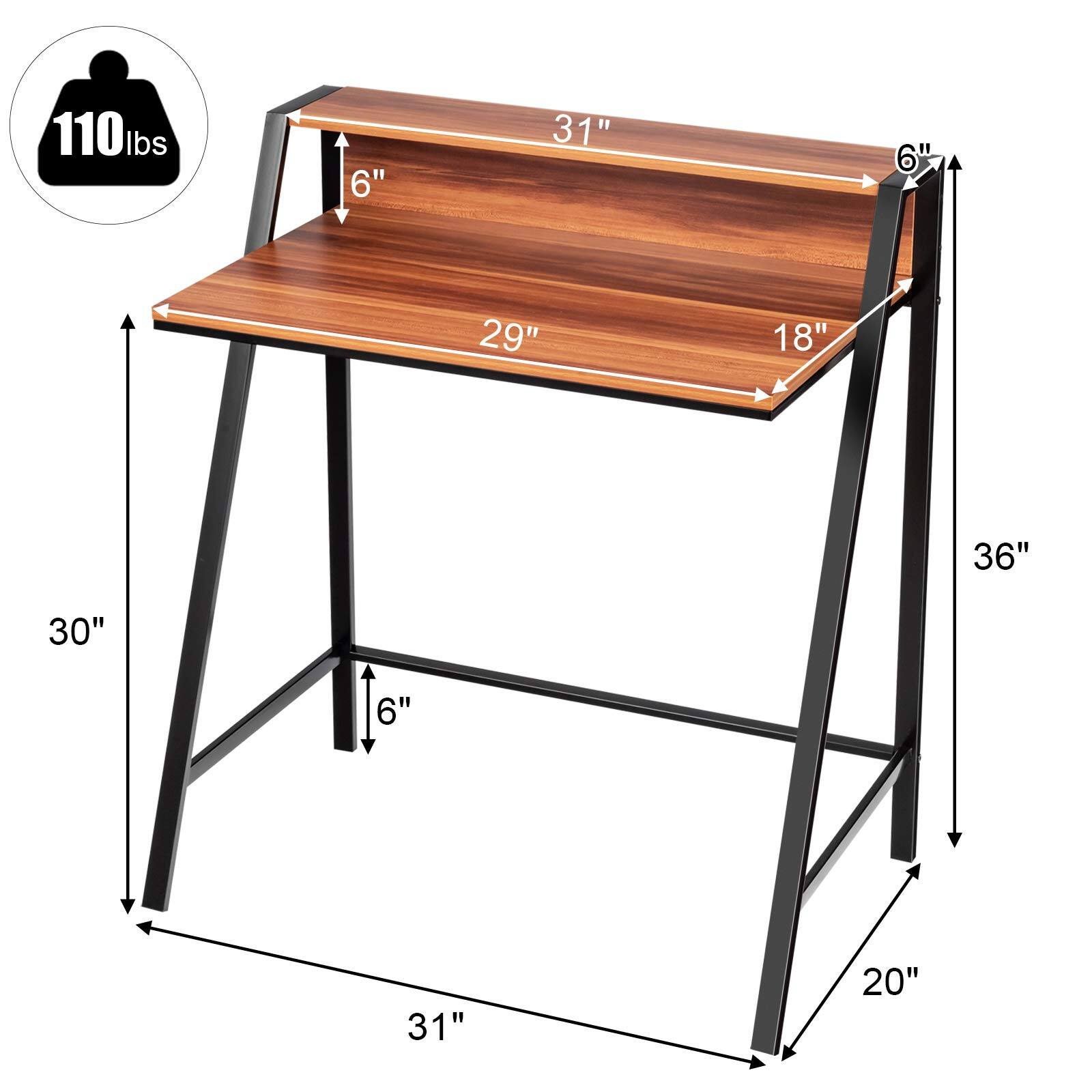 110lbs, 6", 31", 6", 29", 18", 36", 30", 6", 31", 20"