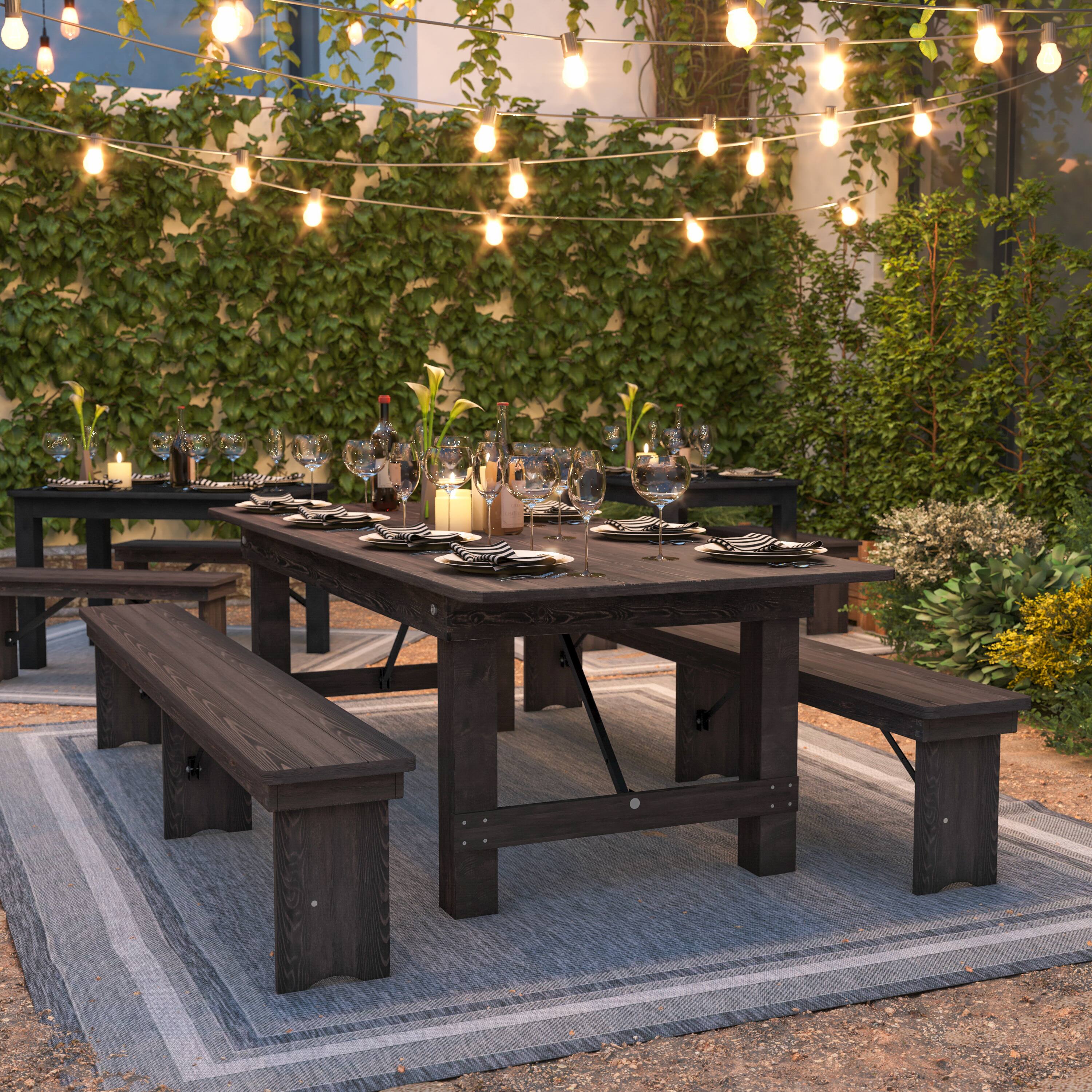 Alt View 4. Flash Furniture - HERCULES 8' x 40" Rectangular Antique Rustic Mahogany Solid Pine Folding Farm Table - Brown.