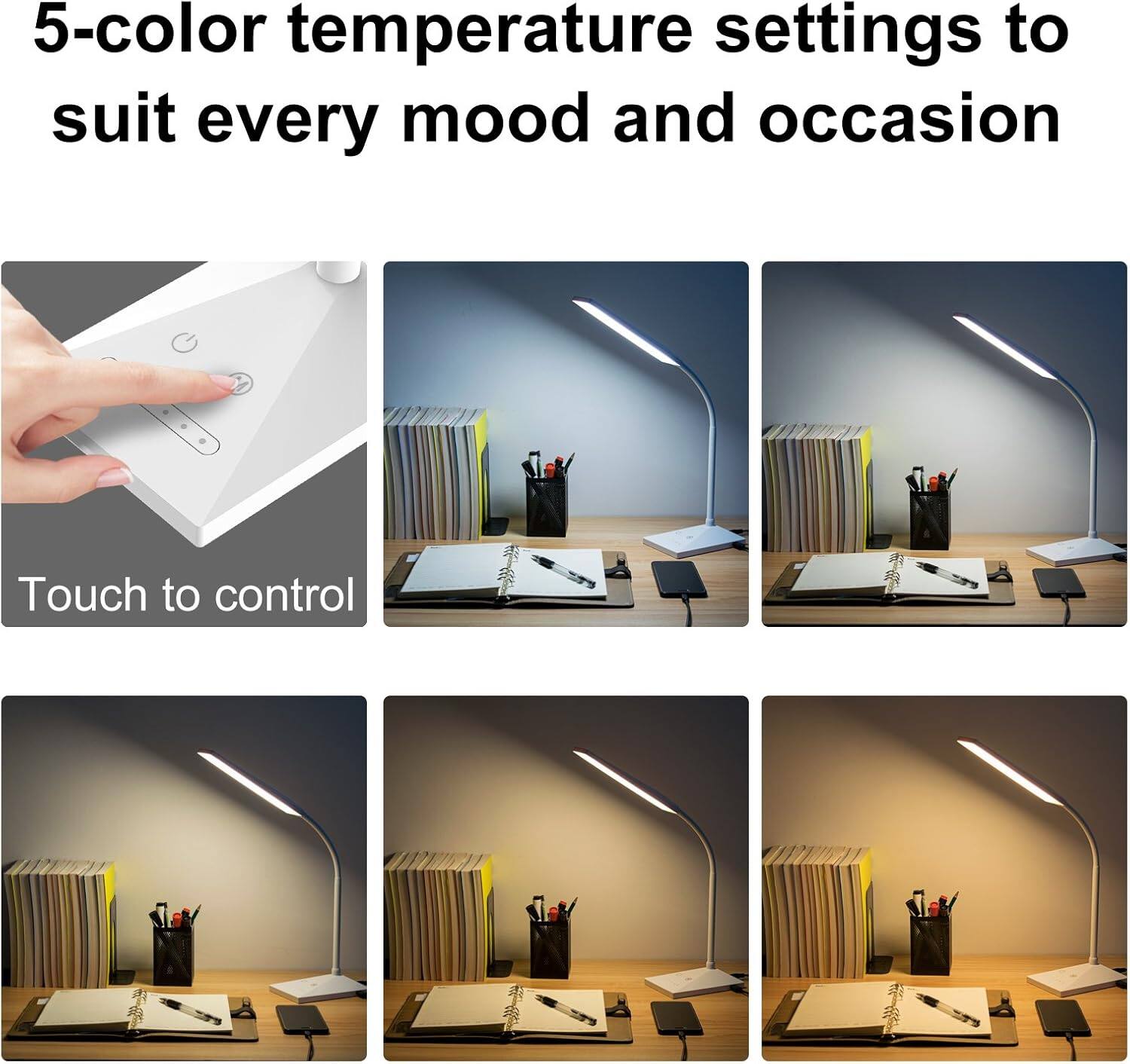 5-color temperature settings to suit every mood and occasion

Touch to control