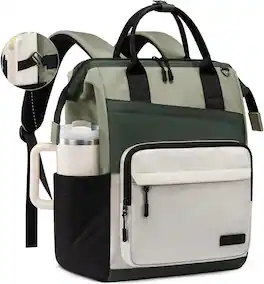 Vulpecula Spade - Laptop Backpack for Women, 15.6 Inch Travel Backpack for Work College Business - Olive-beige-black