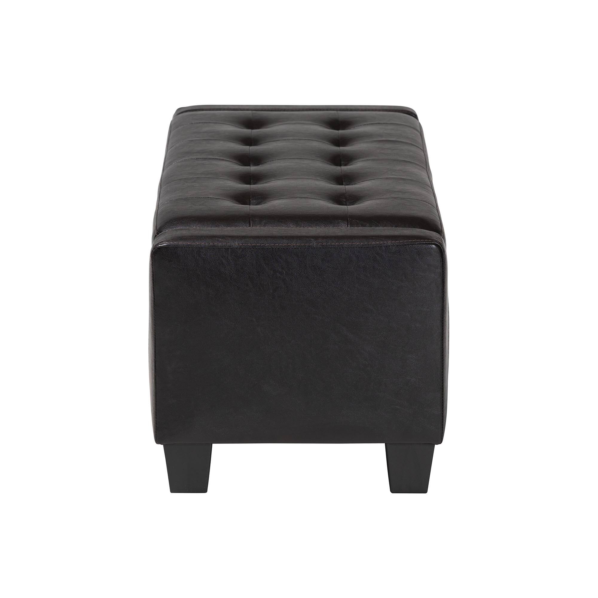 Back. Baxton Studio - Manchester Ottoman - Dark Brown.