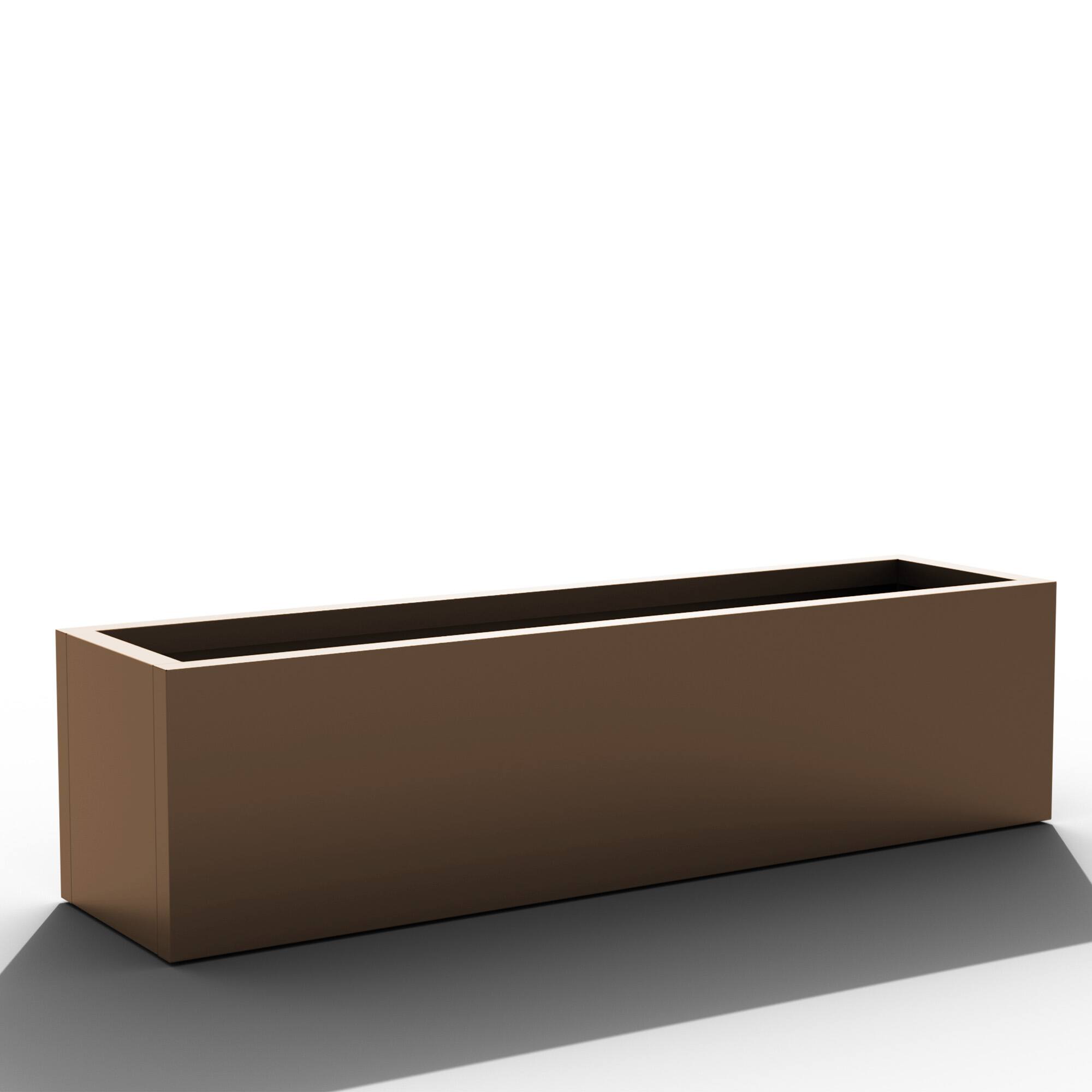 Angle. PexFix - 35.8 in. W Outdoor Metal Rectangular Planter Box with Drainage – Garden Raised Bed for Herbs, Vegetables, and Flowers - Brown.