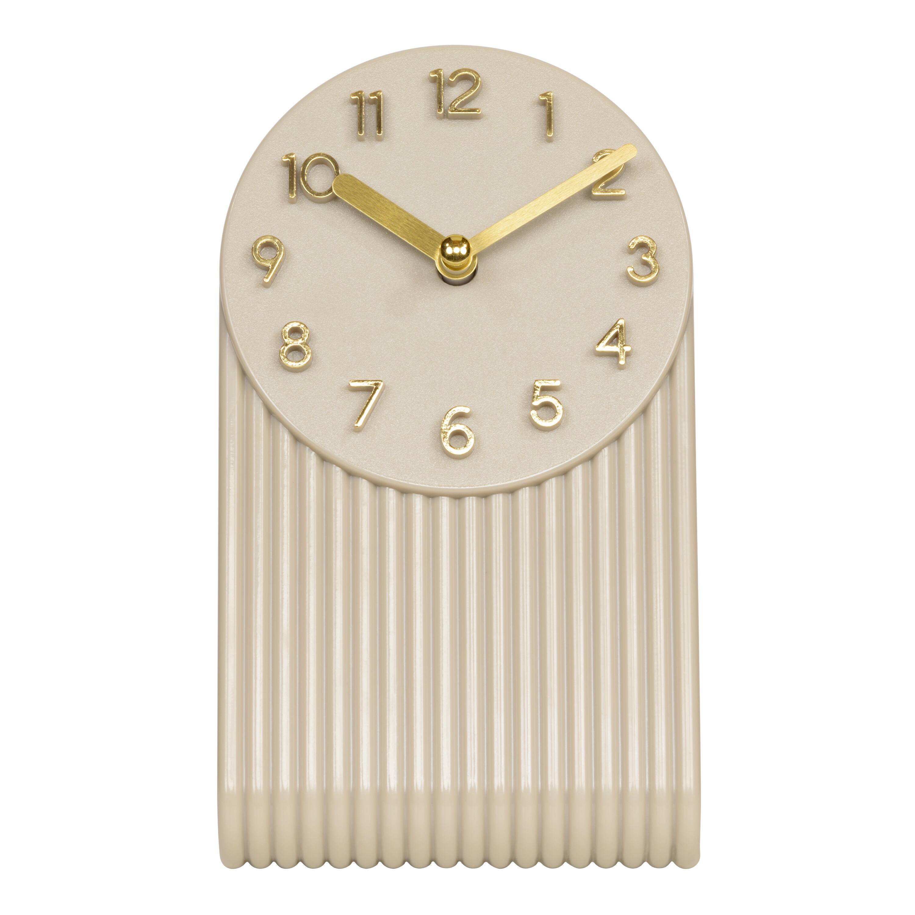 La Crosse Clock Co. - Grooves Quartz Analog Table Clock, Soft - White