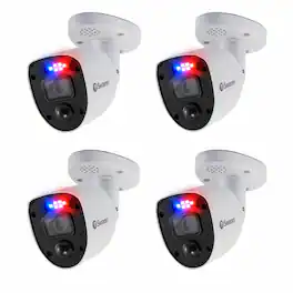 Swann - Refurbished Excellent - 4K HD Wired Add-On Cameras Color Night Vision Wired Connection - 4 Pack