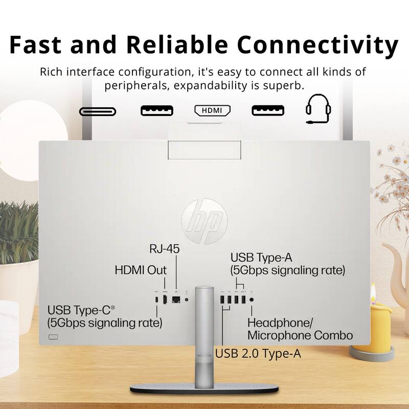 Fast and Reliable Connectivity  
Rich interface configuration, it's easy to connect all kinds of peripherals, expandability is superb.  
- HDMI Out (5Gbps signaling rate)  
- RJ-45  
- USB Type-A (5Gbps signaling rate)  
- USB Type-C (5Gbps signaling rate)  
- Headphone/Microphone Combo  
- USB 2.0 Type-A