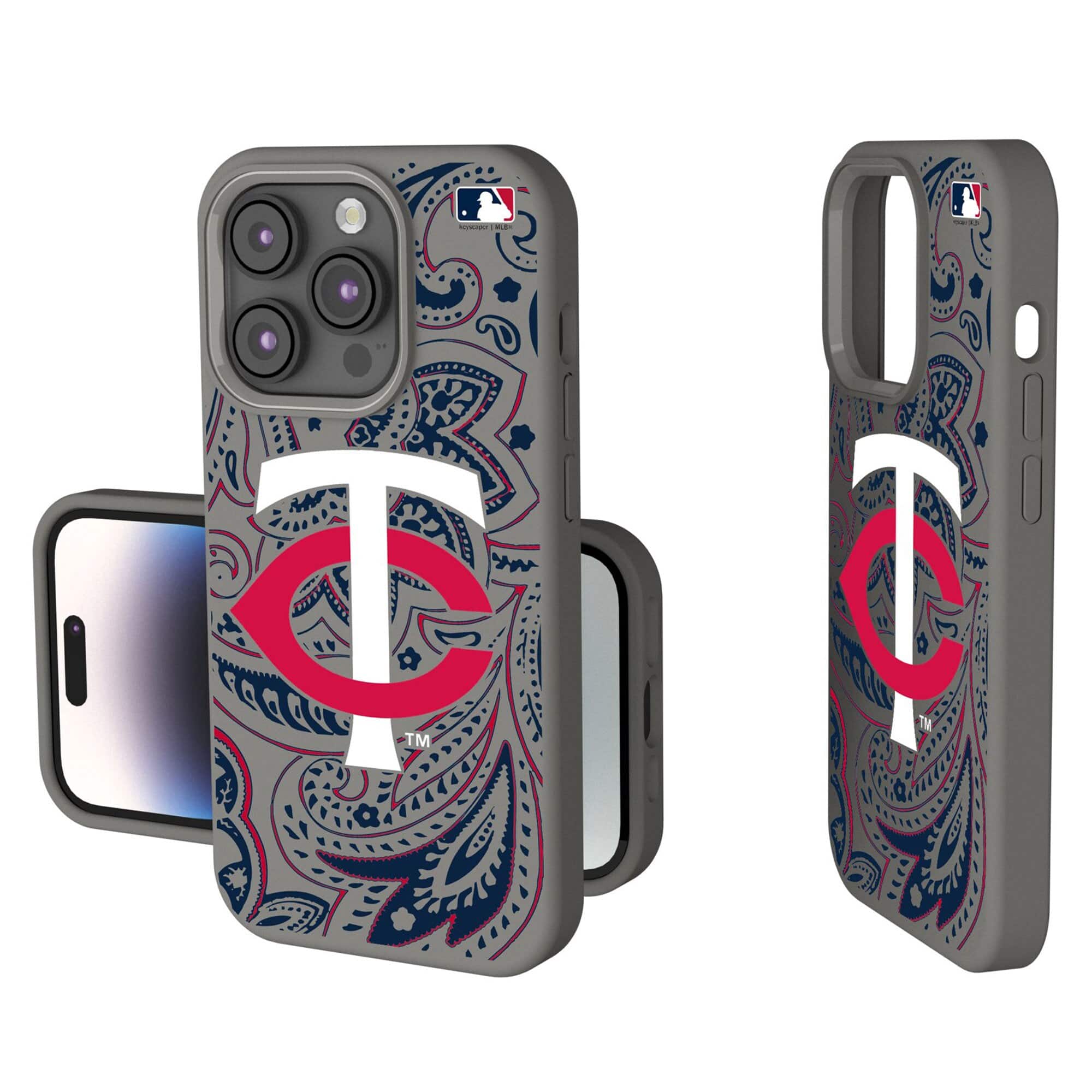 Photos - Case MLB Keyscaper -  - Minnesota Twins - Paisley iPhone Soft Touch  - 15 Pro - Gray 202134742 