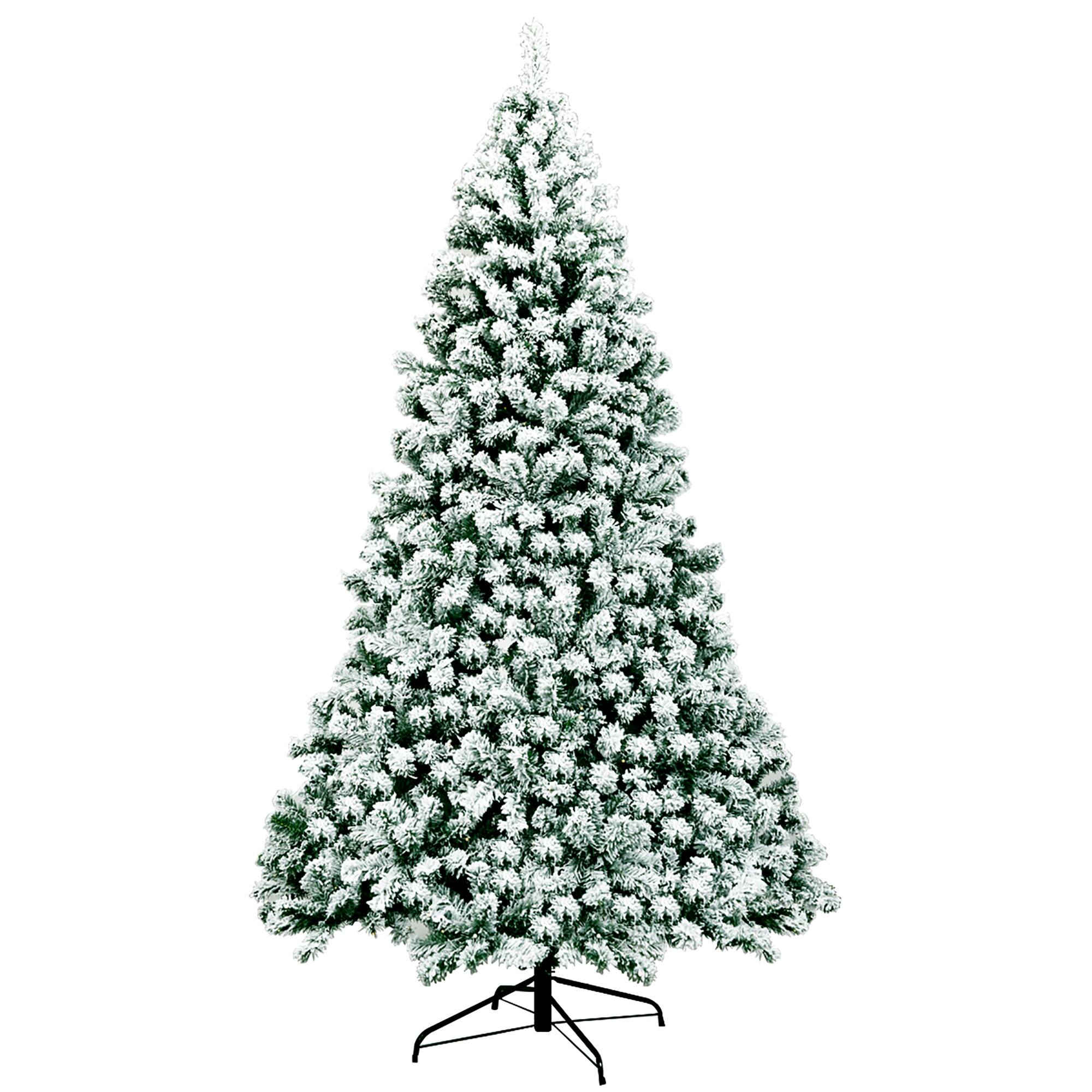 Alt View 20. Costway - 7.5Ft Pre-Lit Premium Snow Flocked Hinged Artificial Christmas Tree w/550 Lights - Green/White.