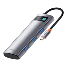 Baseus - 7-in-1 USB-C Hub with 4K 60Hz HDMI, 3 USB-A Ports, 100W PD Charging, and TF/SD Card Reader - Space Gray