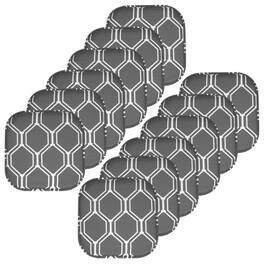 Sweet Home Collection - Mirage Hexagonal Memory Foam No Slip Back 16" x 16" Chair Pad Cushion, 12-Pack - Gray/White