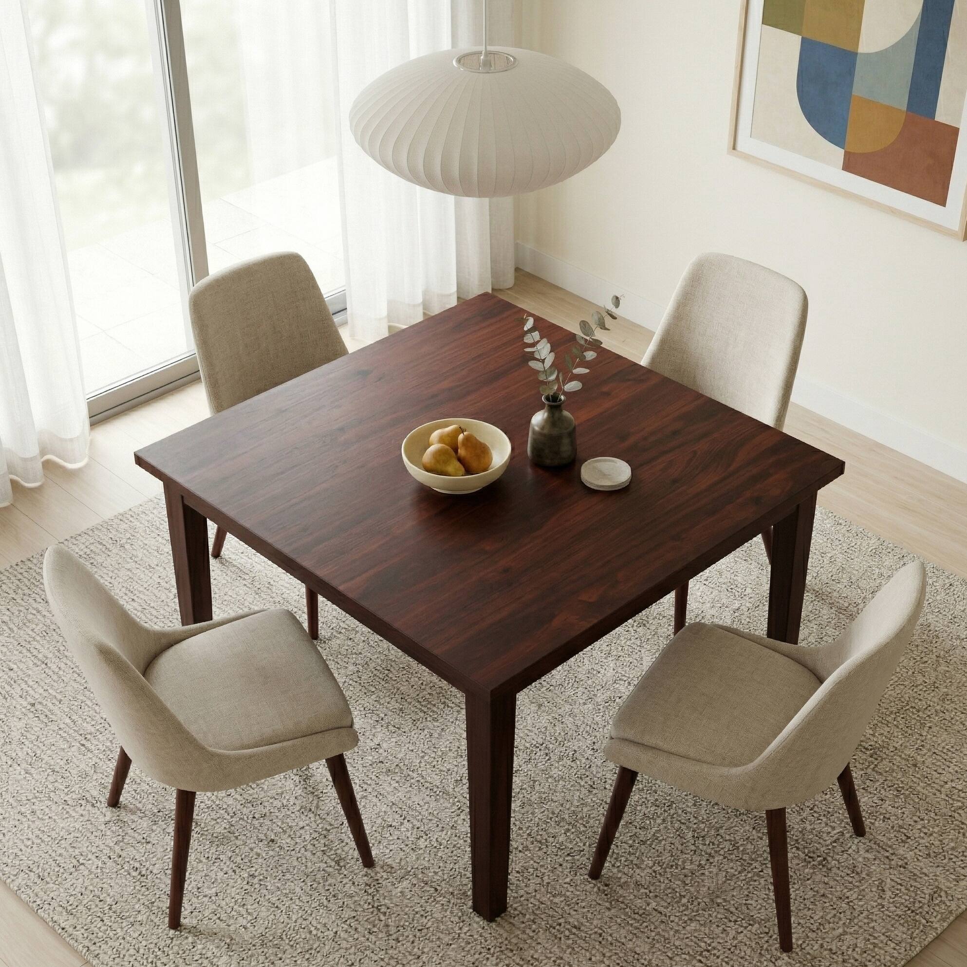 Angle. Simpli Home - Eastwood SOLID HARDWOOD and Rubberwood 54 inch x 54 inch Square Contemporary Dining Table in Java Brown - Java Brown.