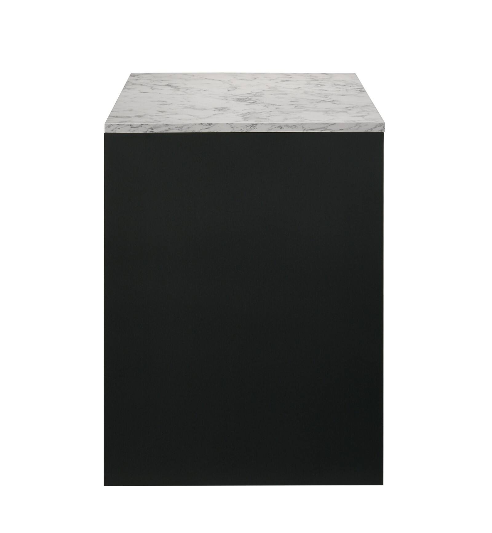 Alt View 4. Glintex - 47.9" Modern Writing Desk with Faux Marble Top, Integrated Storage Drawers, Sleek Finger Pulls, Durable Construction - Black,White.