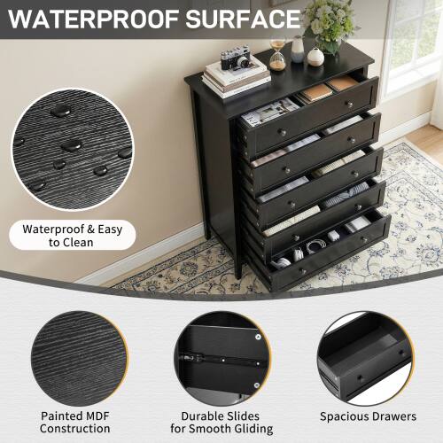 WATERPROOF SURFACE

Waterproof & Easy to Clean

Painted MDF Construction

Durable Slides for Smooth Gliding

Spacious Drawers