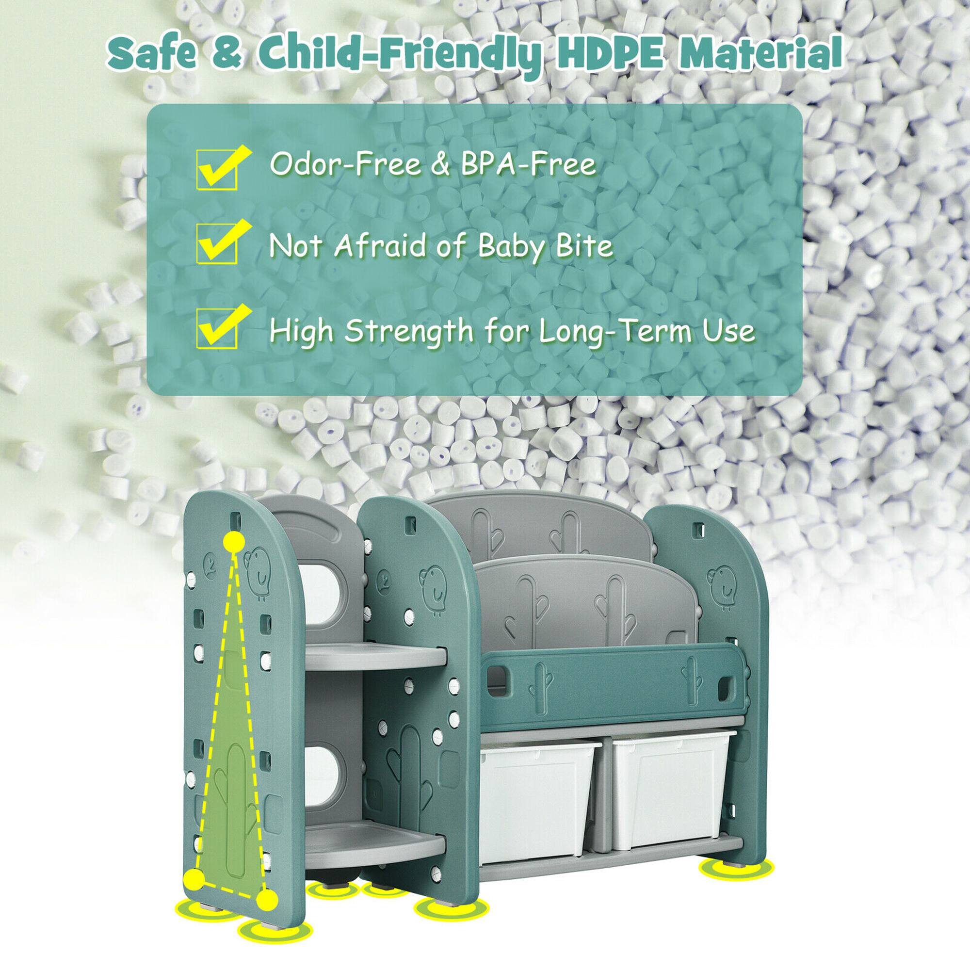 Safe & Child-Friendly HDPE Material
Odor-Free & BPA-Free
Not Afraid of Baby Bite
High Strength for Long-Term Use