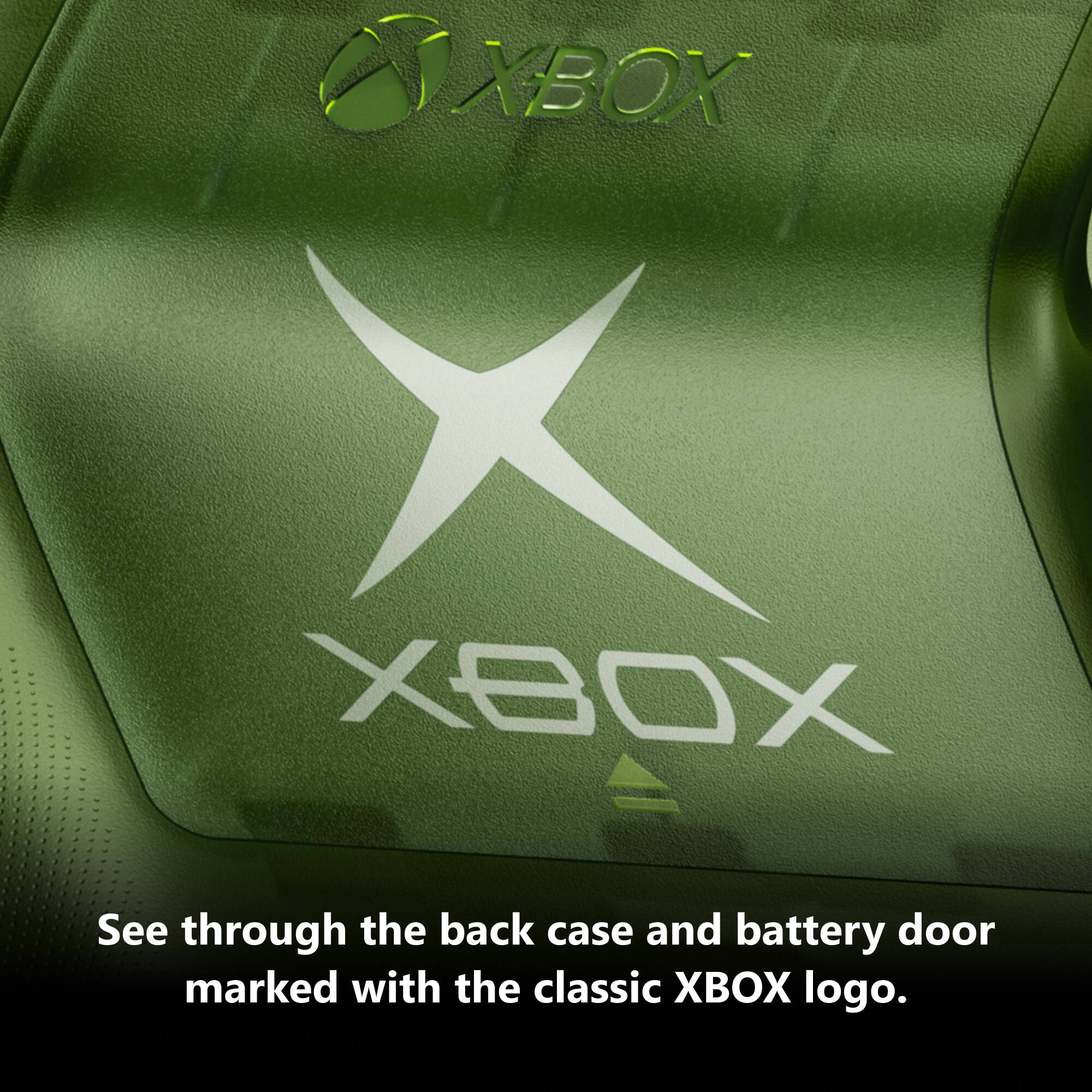 XBOX X XBOX

See through the back case and battery door marked with the classic XBOX logo.