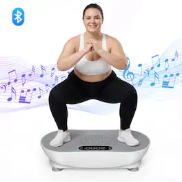 MERACH - V33 Vibration Plate for Lymphatic Drainage Weight Loss Muscle Activation, LED Touch Screen Bluetooth Pull Cord - White