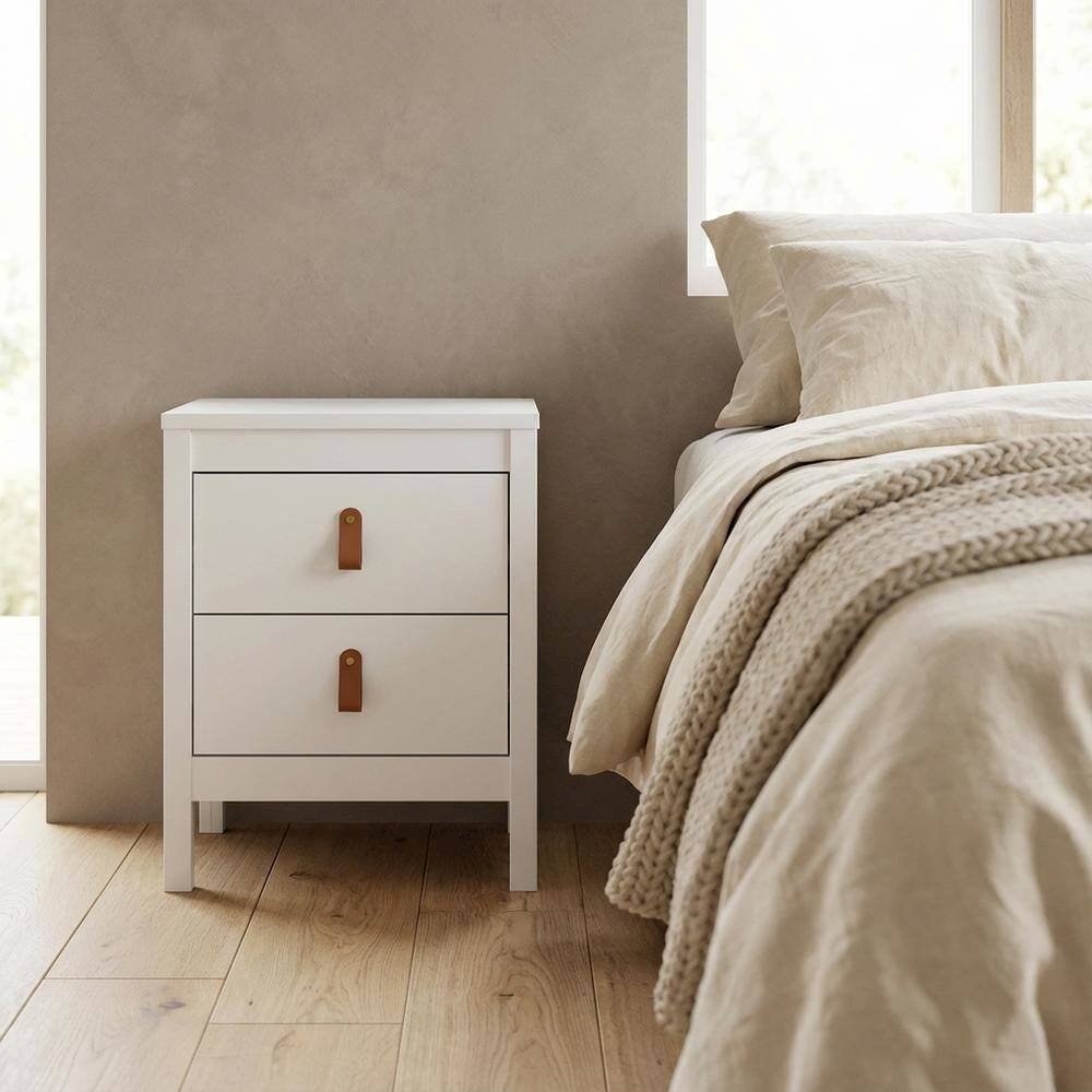 Left. FurniFact - Nightstand with Two Spacious Drawers for Bedroom Storage - White.