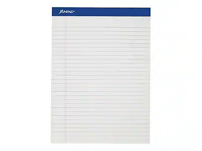 Front. Ampad - Notepads, 8.5" x 11", Wide, 50 Sheets/Pad, 12 Pads/Pack - White.