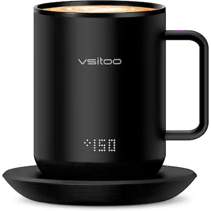 Front. Schertz - S3 12oz Heated Smart Mug, Temperature Control, Auto-Sensing, Black - Black.