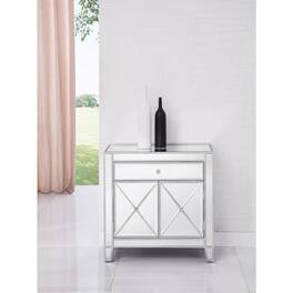 Elegant Decor - 1 Drawer 2 Doors Cabinet 28 in. x 13-1/4 in. x 28-1/4 in. in paint - Silver