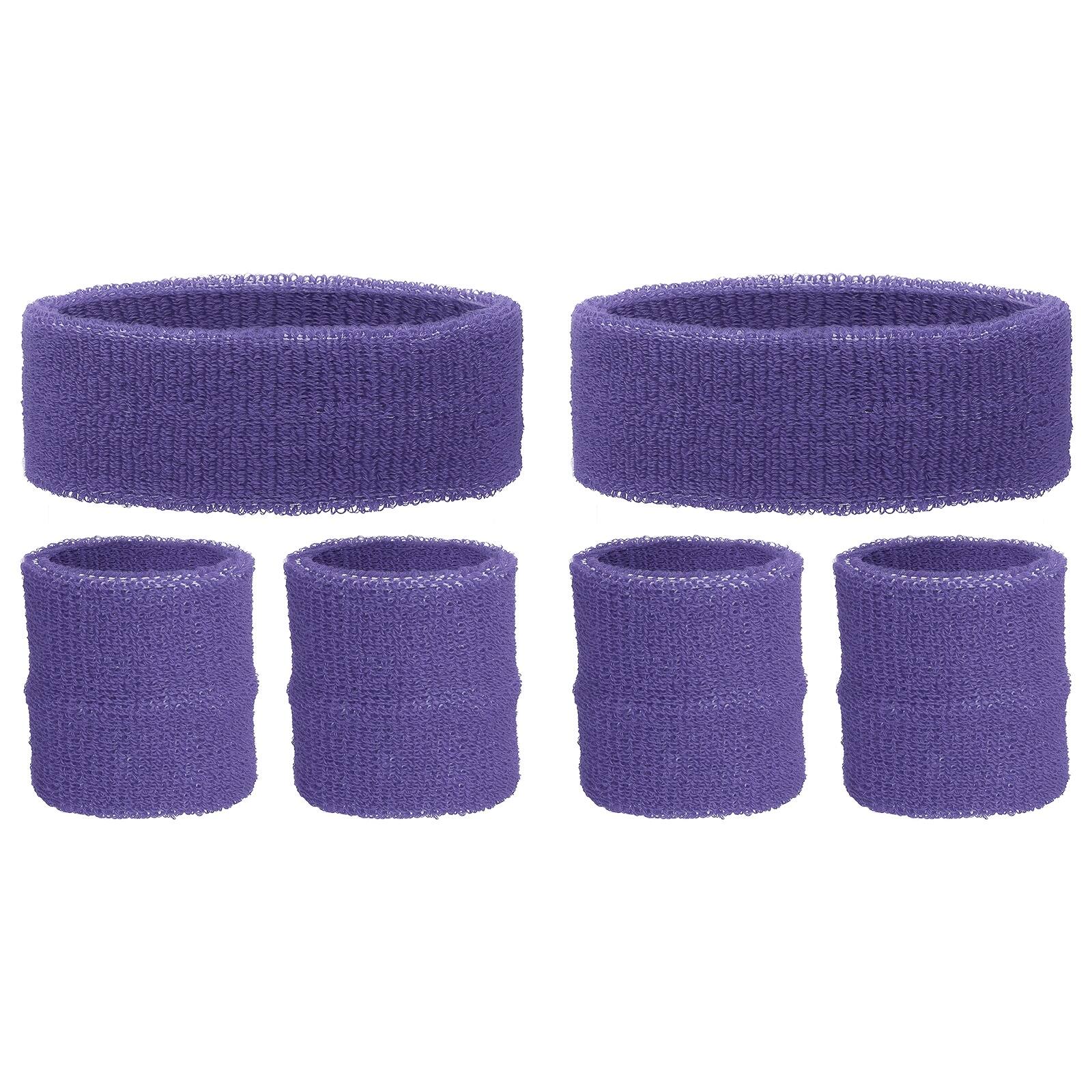 Unique Bargains - Sweatband Set, 2pcs Headband + 4pcs Wristbands Moisture Wicking Breathable Athletic Bands 6pcs for Sports - Light Purple price history on PriceWatchPro