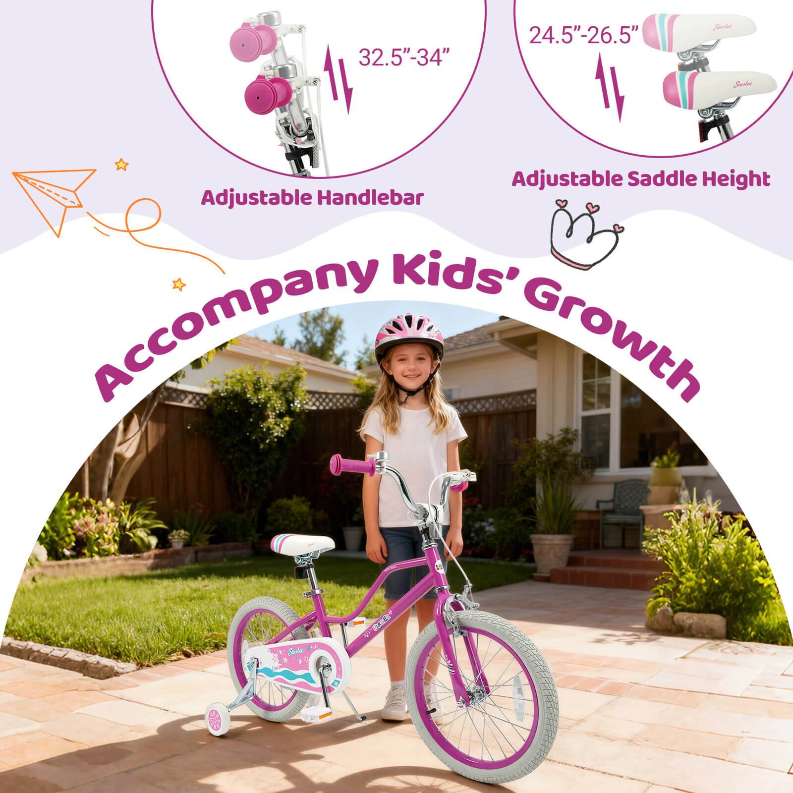 Adjustable Handlebar: 32.5"-34"

Adjustable Saddle Height: 24.5"-26.5"

Accompany Kids' Growth