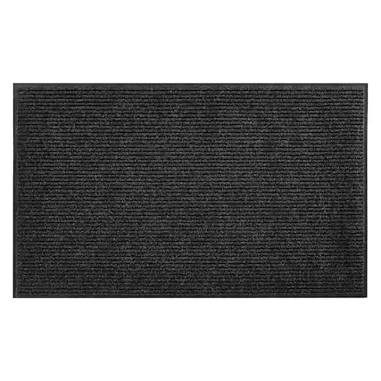 Front. VEVOR - Front Door Mat, 10 x 3ft Commercial Floor Mat for Indoor and Outdoor, Stylish Striped Industrial Carpet with PVC Backing - Black.