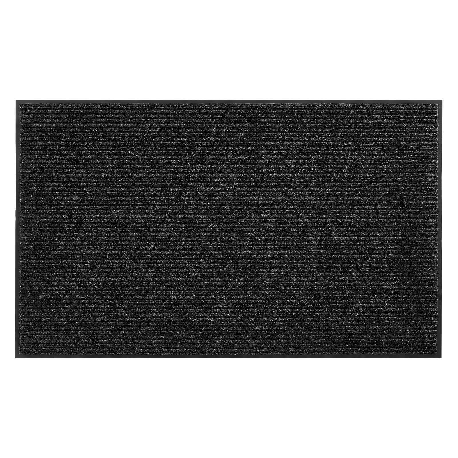 Front. VEVOR - Front Door Mat, 10 x 3ft Commercial Floor Mat for Indoor and Outdoor, Stylish Striped Industrial Carpet with PVC Backing - Black.