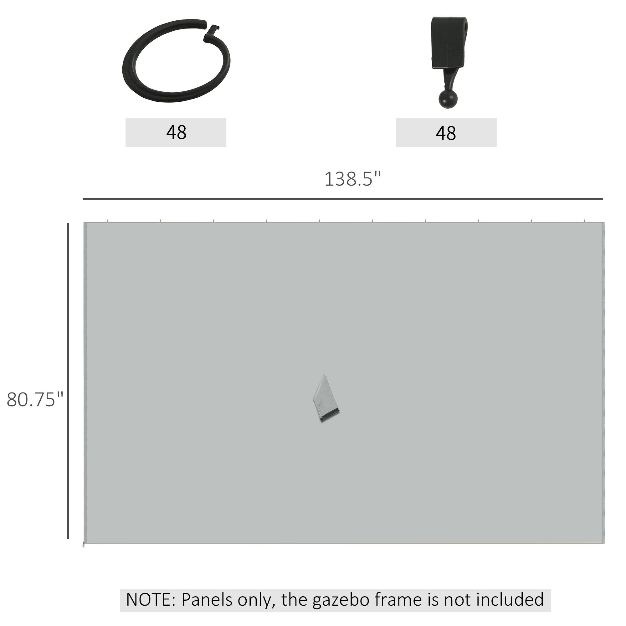 48" x 48" x 138.5"  
80.75"  
NOTE: Panels only, the gazebo frame is not included