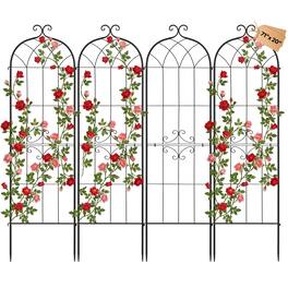 VEVOR - Garden Trellis, 71 x 20 inch Rose Trellis, 4 Packs Garden Flower Rose Trellises with Powder-Coated Finish & Convenient - Black