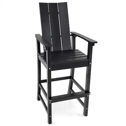 Front. Costway - Costway Tall Adirondack Chair with Ergonomic Backrest Armrests & Footrest for Backyard - Black.