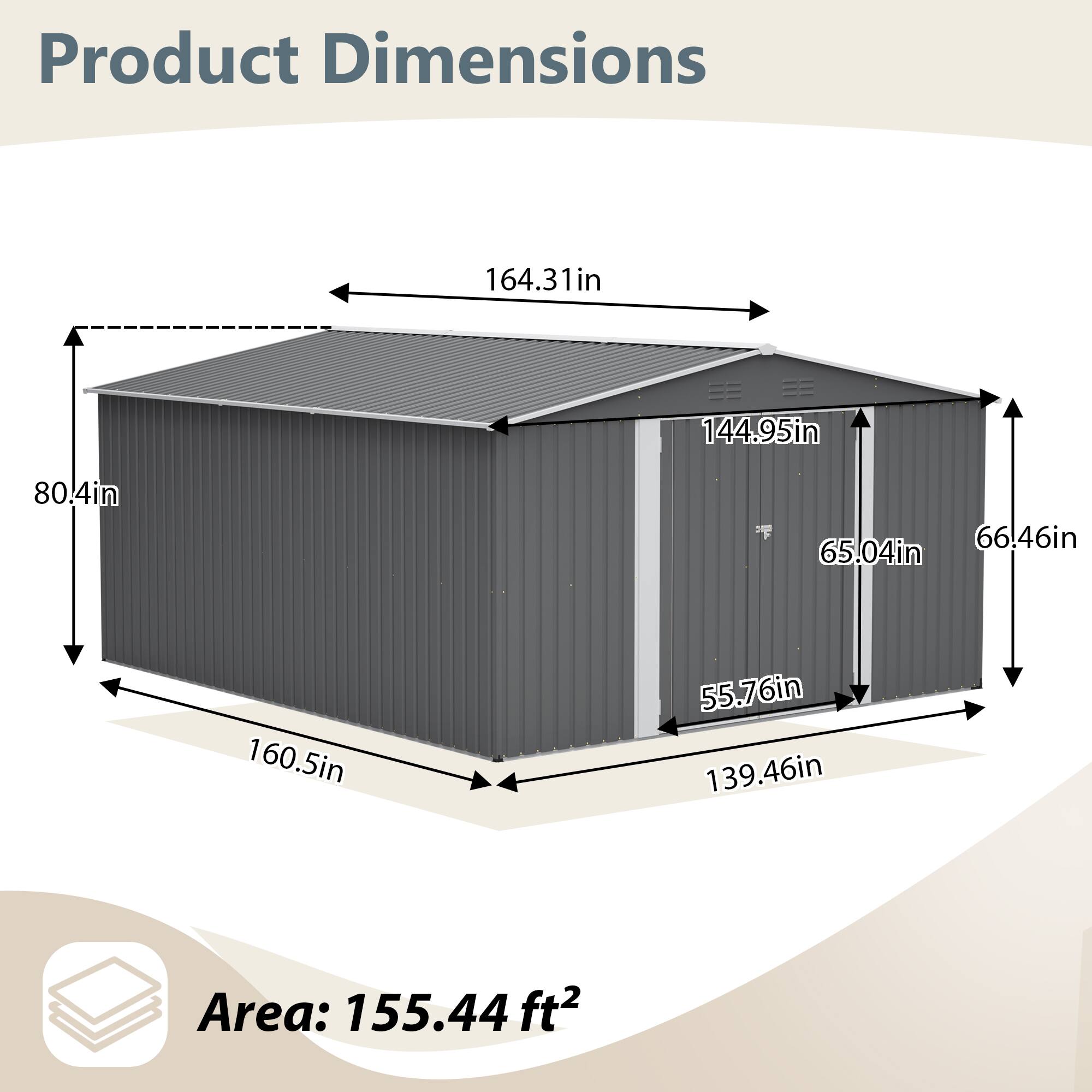 Product Dimensions: 164.31in, 144.95in, 80.4in, 66.46in, 65.04in, 160.5in, 55.76in, 139.46in  
Area: 155.44 ft²