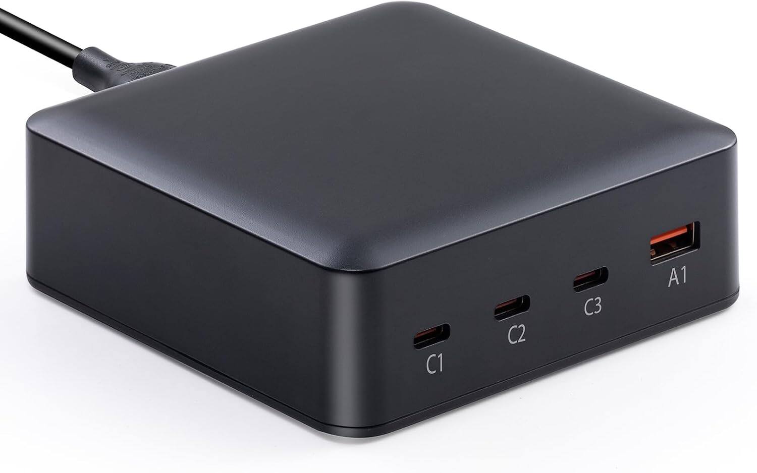 Front. Core Tech - 203W 4-Port USB-C Charging Station with 100W/65W/20W USB-C and 18W USB-A PD Fast Charger - Black.