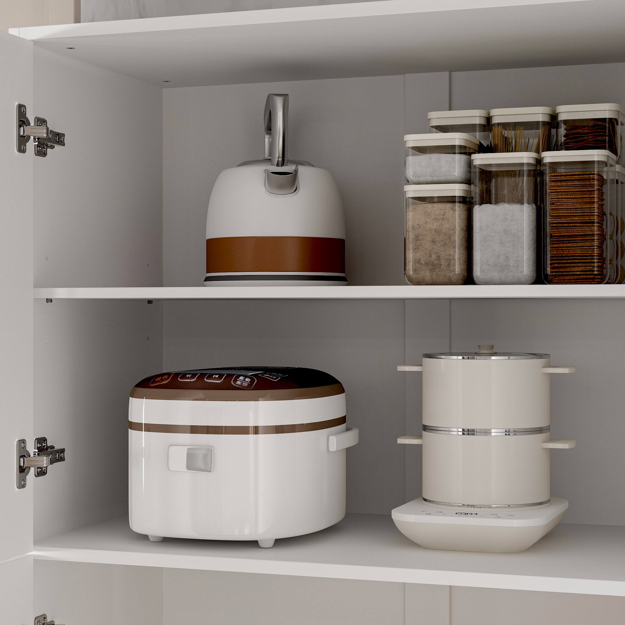 Alt View 9. FUFU & GAGA - Extra Large Buffet Sideboard with Glass Doors, Storage Cabinet and Display Unit for Kitchen, Dining and Living Room - White.