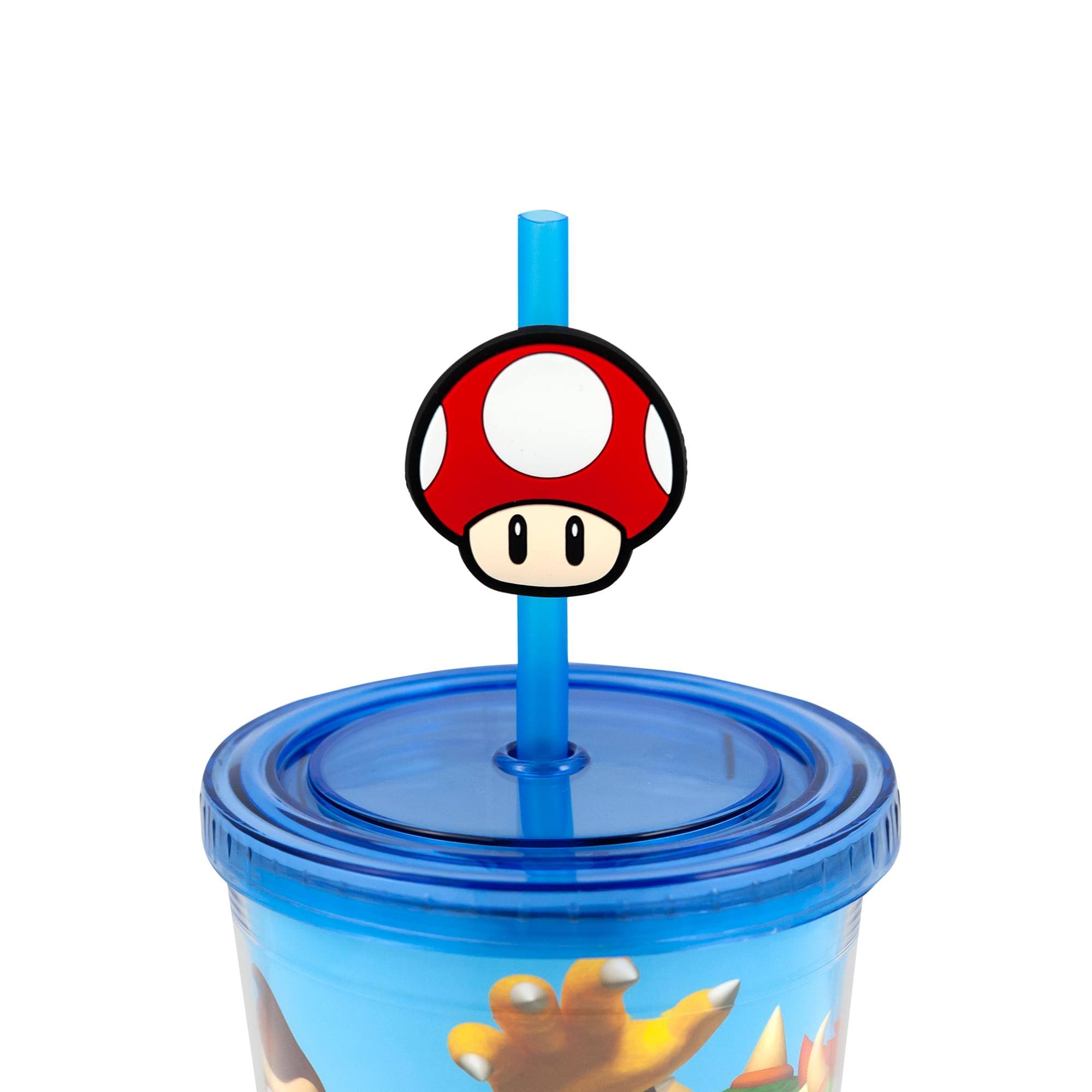 Alt View 10. Super Mario Bros. - Super Mario Bros. 16oz Travel Cup with Straw Holder - Blue.