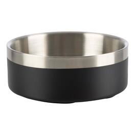 PetMaker - Set of Two 32oz Double Wall Insulated Stainless Steel Dog Bowls - Silver/Black