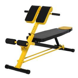 Soozier - Adjustable Hyper Extension Dumbbell Weight Bench, Foam Leg Holders, Exercise Abs, Arms, Core, Strength Workout Station - Black and Yellow