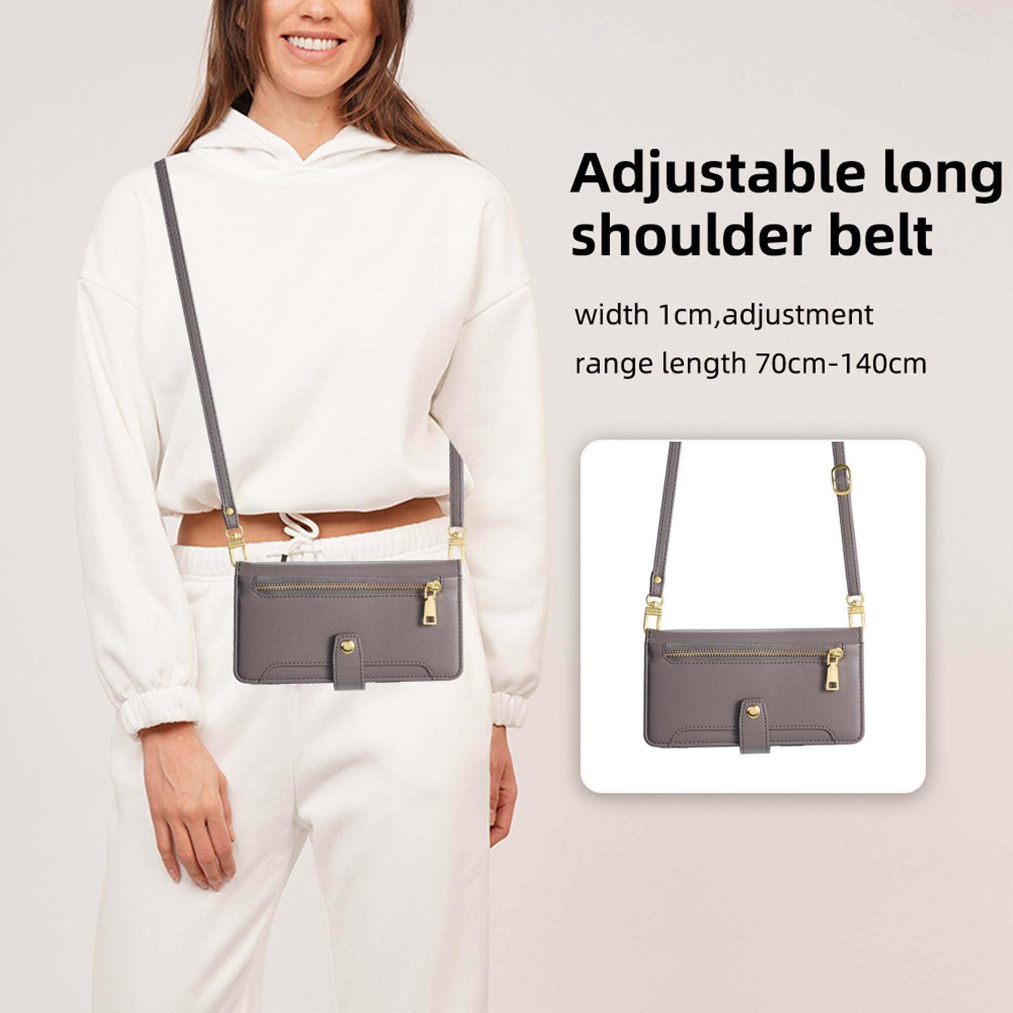 Adjustable long shoulder belt  
width 1cm, adjustment range length 70cm-140cm