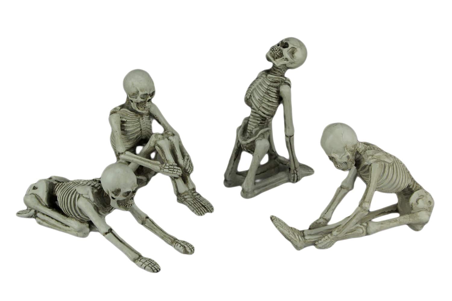 Transpac - Bone Stretchers Zen Yoga Meditating Skeleton Figurines Set of 4 - Off-white