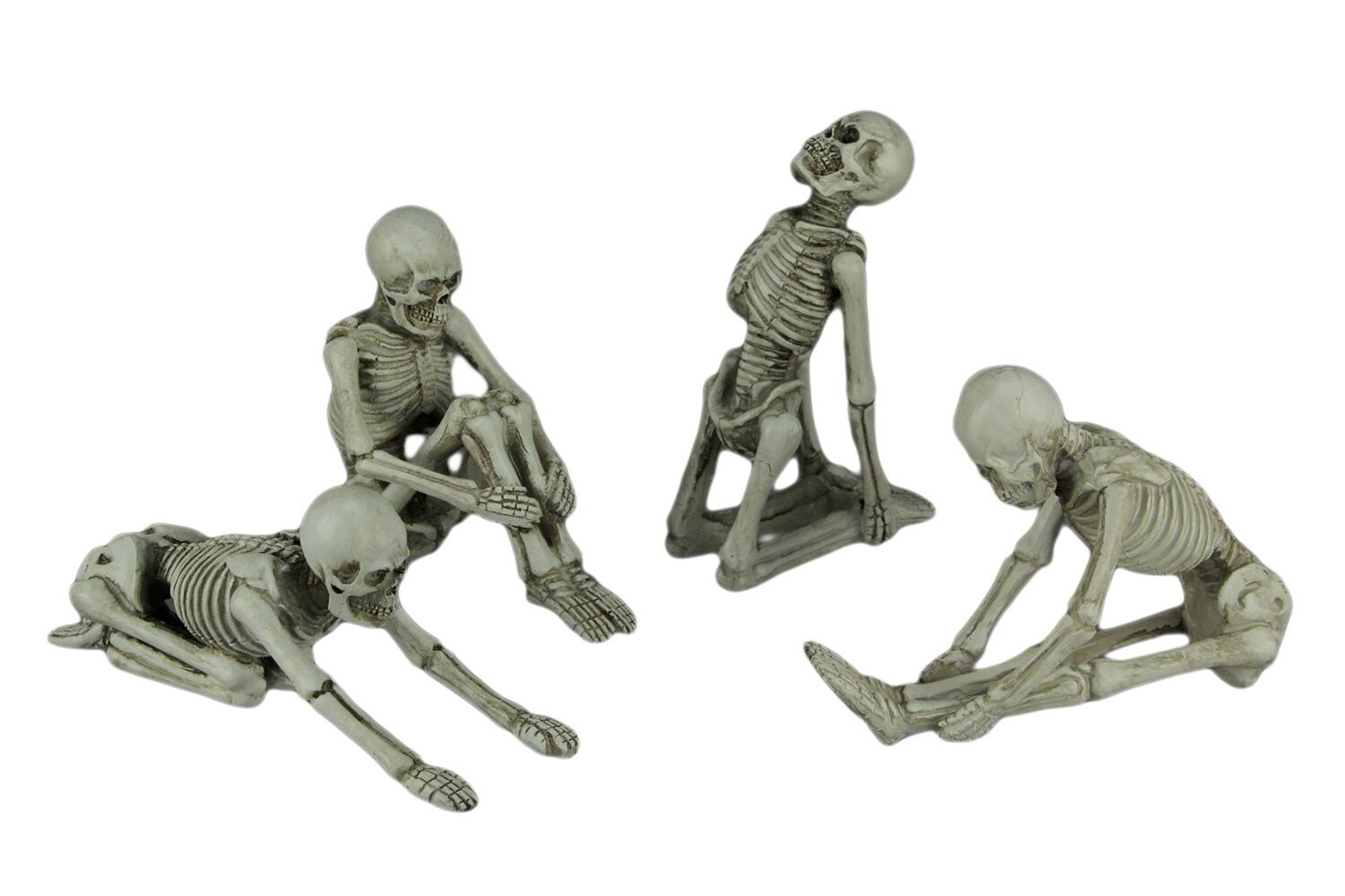 Front. Transpac - Bone Stretchers Zen Yoga Meditating Skeleton Figurines Set of 4 - Off-white.
