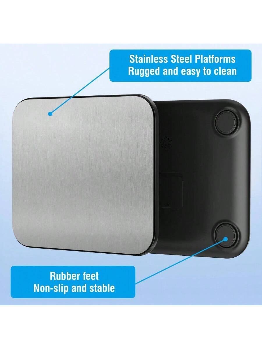 Stainless Steel Platforms  
Rugged and easy to clean  

Rubber feet  
Non-slip and stable