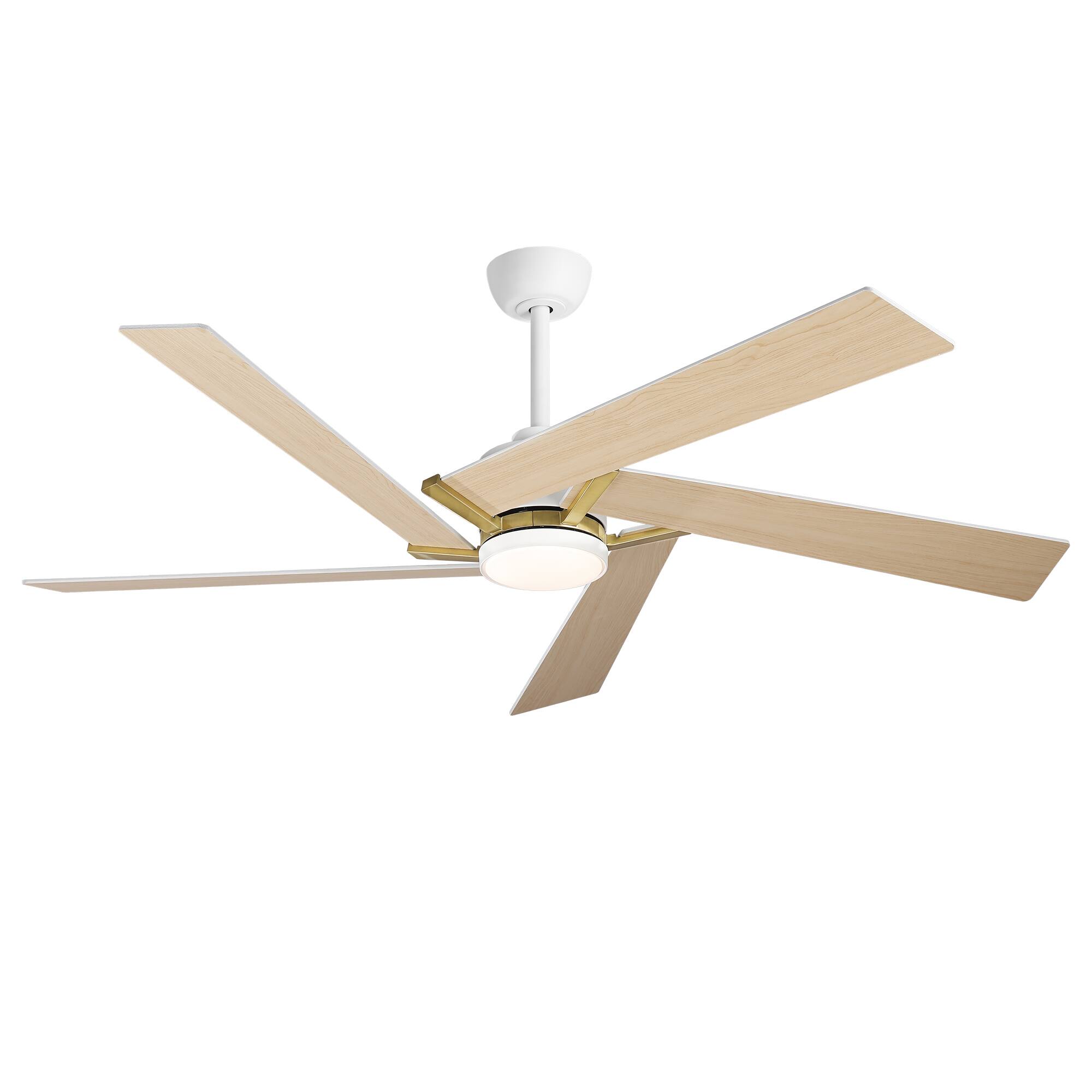 Alt View 8. Parrot Uncle - 60" Modern White LED Ceiling Fan with Remote Control and Reversible Blades - White.