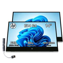 HP - E14 G4 14" FHD Portable Monitor, 5ms Response Time, Flicker Free, 400 nits Brightness & DKZ Hub (1B065AA#AC3) 2 Pack - Silver